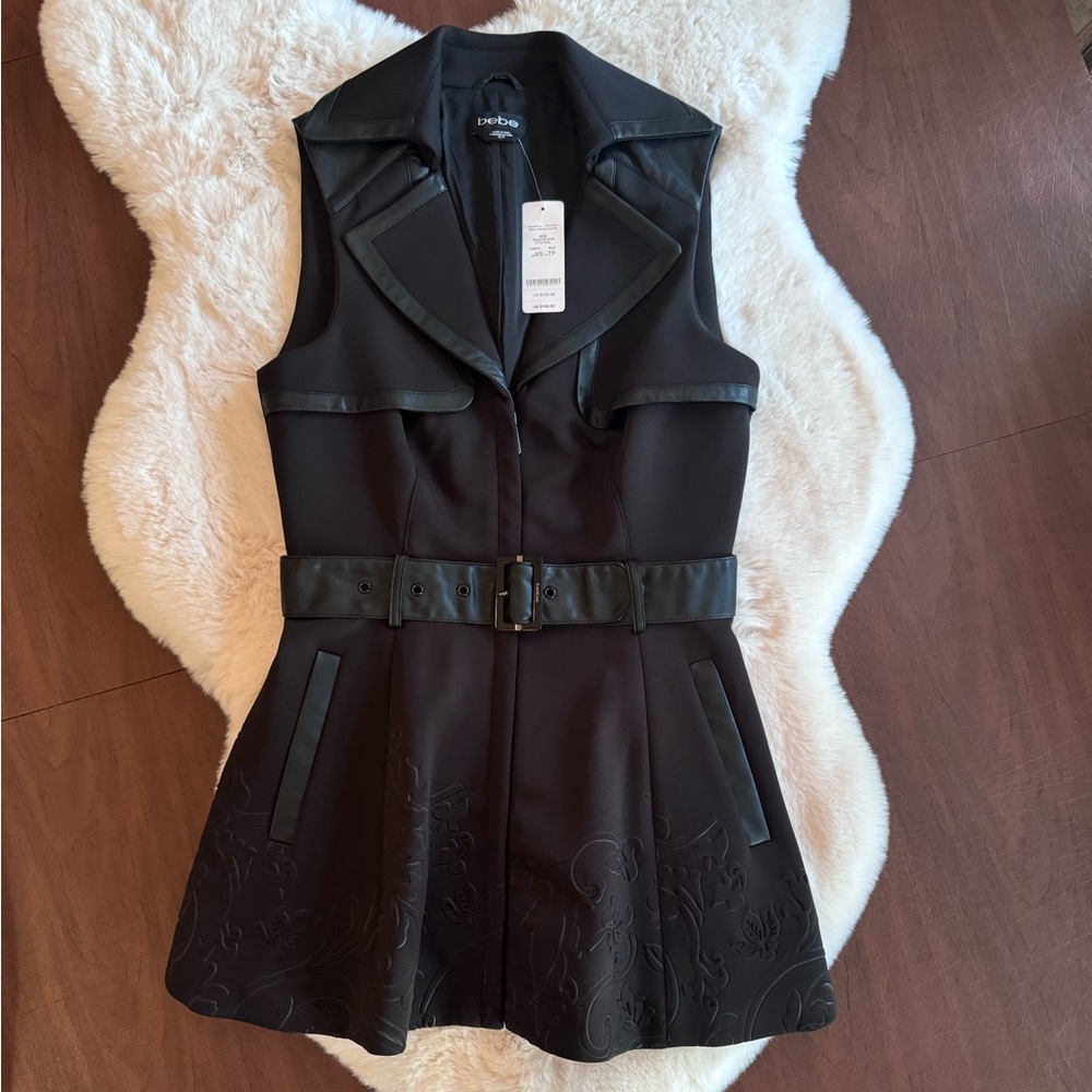 Bebe Embossed Black Vest Size XS